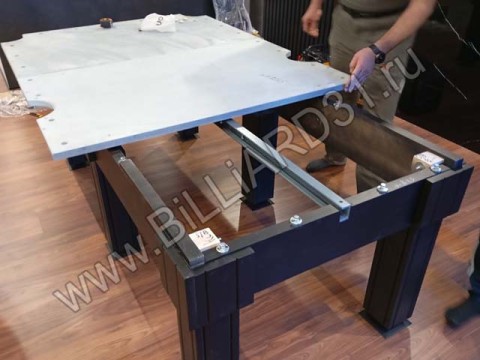 Сборка в Белгороде бильярдного стола ОМЕГА III 8 футов (soho-dark, burgundy)