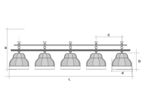 Купить бильярдный светильник Аристократ на 5 плафонов для 11 и 12-футовых столов в Белгороде